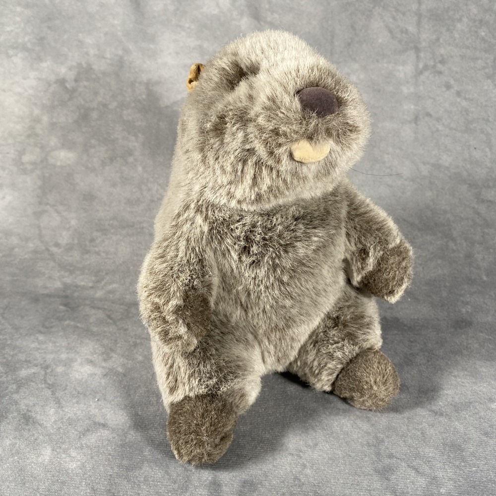 Gund Groundhog Gray Fur Stuffed Animal Vintage Plushie 1987